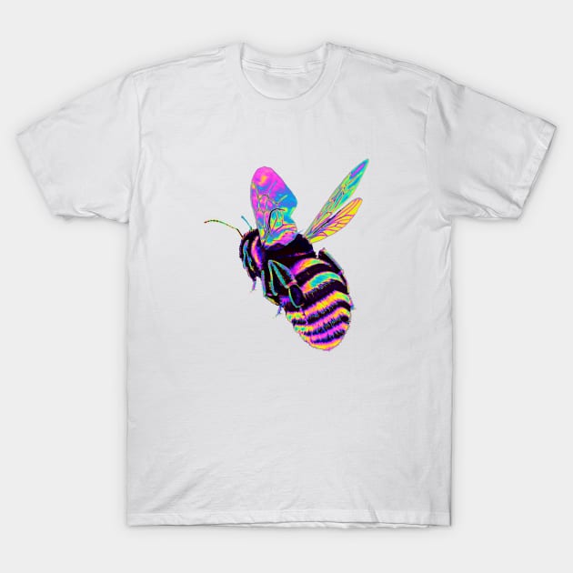 Pink and Blue Holo Bumble Bee T-Shirt by dinaaaaaah